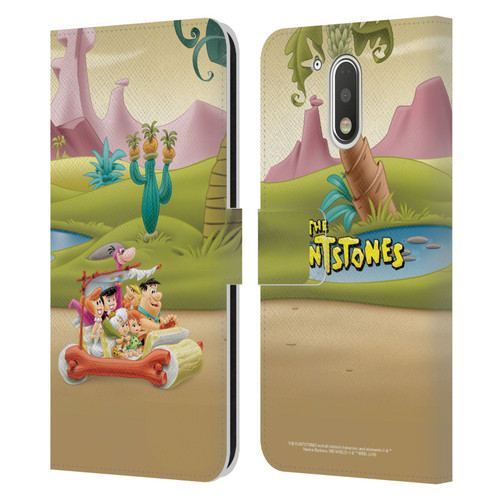 The Flintstones Characters Stone Car Leather Book Wallet Case Cover For Motorola Moto G41