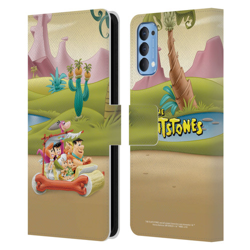 The Flintstones Characters Stone Car Leather Book Wallet Case Cover For OPPO Reno 4 5G