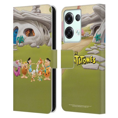 The Flintstones Characters Stone House Leather Book Wallet Case Cover For OPPO Reno8 Pro