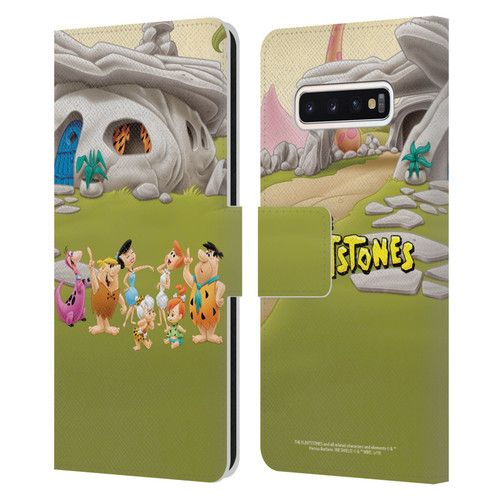 The Flintstones Characters Stone House Leather Book Wallet Case Cover For Samsung Galaxy S10