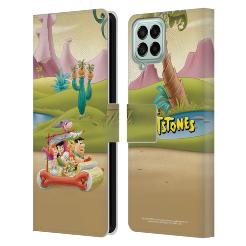 The Flintstones Characters Stone Car Leather Book Wallet Case Cover For Samsung Galaxy M33 (2022)