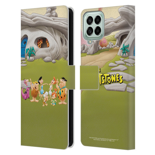 The Flintstones Characters Stone House Leather Book Wallet Case Cover For Samsung Galaxy M53 (2022)