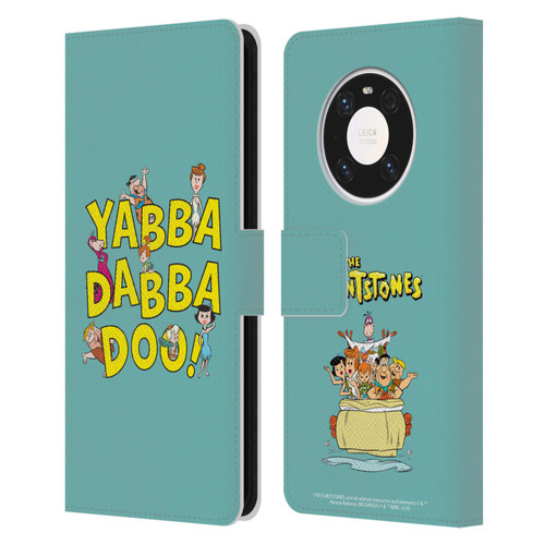 The Flintstones Graphics Yabba-Dabba-Doo Leather Book Wallet Case Cover For Huawei Mate 40 Pro 5G