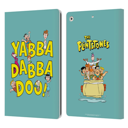 The Flintstones Graphics Yabba-Dabba-Doo Leather Book Wallet Case Cover For Apple iPad 10.2 2019/2020/2021
