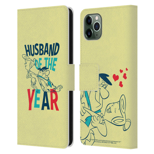 The Flintstones Graphics Husband Of The Year Leather Book Wallet Case Cover For Apple iPhone 11 Pro Max