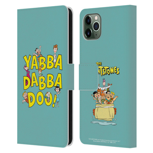 The Flintstones Graphics Yabba-Dabba-Doo Leather Book Wallet Case Cover For Apple iPhone 11 Pro Max