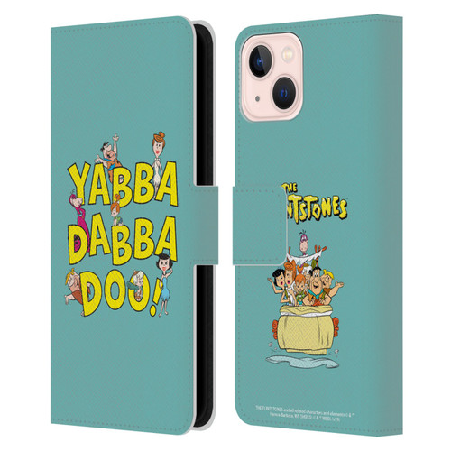 The Flintstones Graphics Yabba-Dabba-Doo Leather Book Wallet Case Cover For Apple iPhone 13