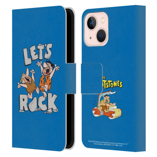 The Flintstones Graphics Fred And Barney Leather Book Wallet Case Cover For Apple iPhone 13 Mini
