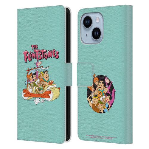 The Flintstones Graphics Family Leather Book Wallet Case Cover For Apple iPhone 14 Plus
