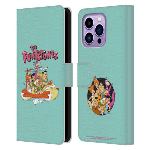 The Flintstones Graphics Family Leather Book Wallet Case Cover For Apple iPhone 14 Pro Max