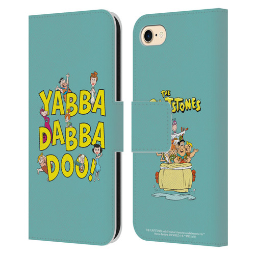 The Flintstones Graphics Yabba-Dabba-Doo Leather Book Wallet Case Cover For Apple iPhone 7 / 8 / SE 2020 & 2022