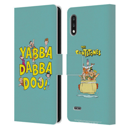 The Flintstones Graphics Yabba-Dabba-Doo Leather Book Wallet Case Cover For LG K22