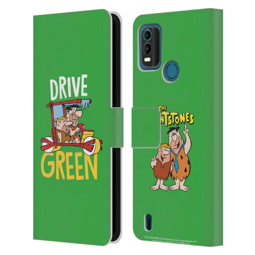 The Flintstones Graphics Drive Green Leather Book Wallet Case Cover For Nokia G11 Plus