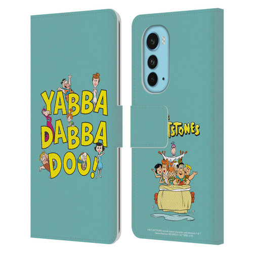 The Flintstones Graphics Yabba-Dabba-Doo Leather Book Wallet Case Cover For Motorola Edge (2022)