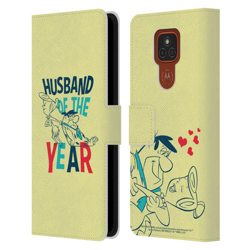 The Flintstones Graphics Husband Of The Year Leather Book Wallet Case Cover For Motorola Moto E7 Plus