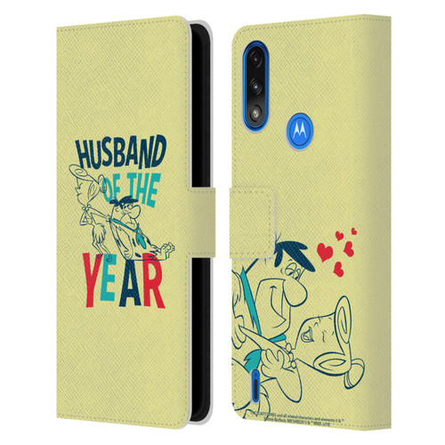 The Flintstones Graphics Husband Of The Year Leather Book Wallet Case Cover For Motorola Moto E7 Power / Moto E7i Power