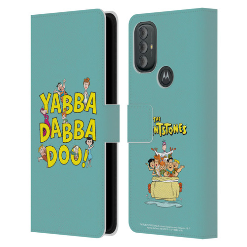 The Flintstones Graphics Yabba-Dabba-Doo Leather Book Wallet Case Cover For Motorola Moto G10 / Moto G20 / Moto G30