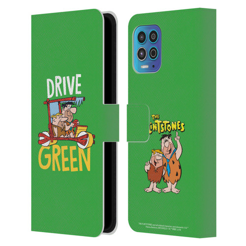 The Flintstones Graphics Drive Green Leather Book Wallet Case Cover For Motorola Moto G100