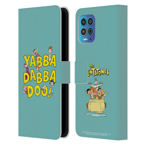 The Flintstones Graphics Yabba-Dabba-Doo Leather Book Wallet Case Cover For Motorola Moto G100