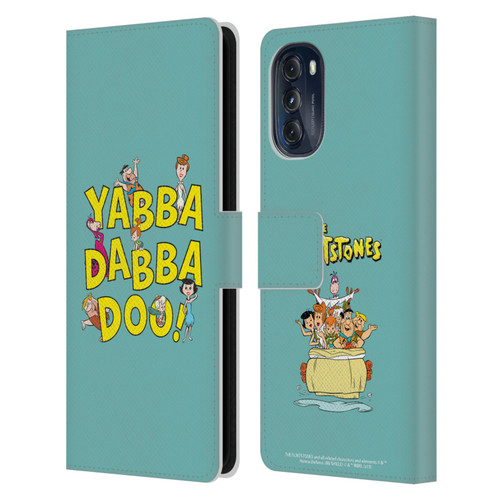 The Flintstones Graphics Yabba-Dabba-Doo Leather Book Wallet Case Cover For Motorola Moto G (2022)