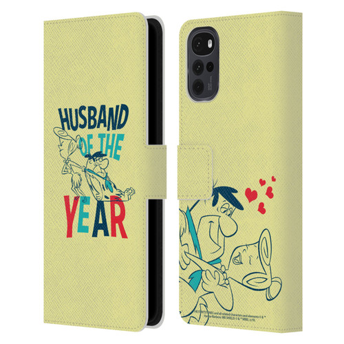 The Flintstones Graphics Husband Of The Year Leather Book Wallet Case Cover For Motorola Moto G22