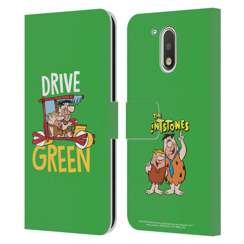 The Flintstones Graphics Drive Green Leather Book Wallet Case Cover For Motorola Moto G41