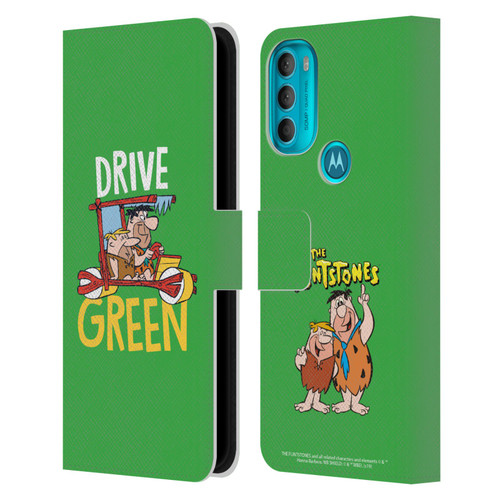 The Flintstones Graphics Drive Green Leather Book Wallet Case Cover For Motorola Moto G71 5G