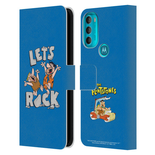 The Flintstones Graphics Fred And Barney Leather Book Wallet Case Cover For Motorola Moto G71 5G