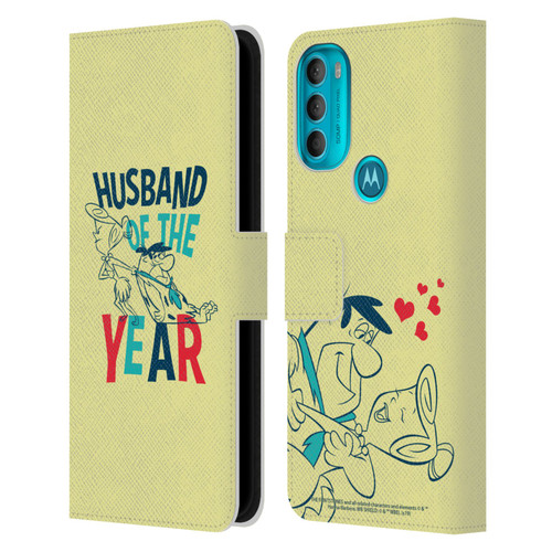 The Flintstones Graphics Husband Of The Year Leather Book Wallet Case Cover For Motorola Moto G71 5G