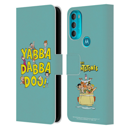 The Flintstones Graphics Yabba-Dabba-Doo Leather Book Wallet Case Cover For Motorola Moto G71 5G