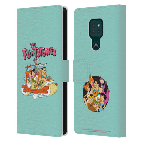 The Flintstones Graphics Family Leather Book Wallet Case Cover For Motorola Moto G9 Play