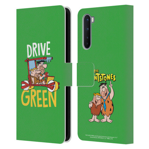The Flintstones Graphics Drive Green Leather Book Wallet Case Cover For OnePlus Nord 5G