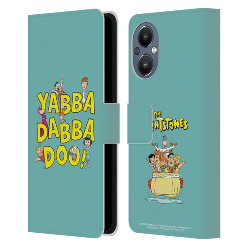 The Flintstones Graphics Yabba-Dabba-Doo Leather Book Wallet Case Cover For OnePlus Nord N20 5G