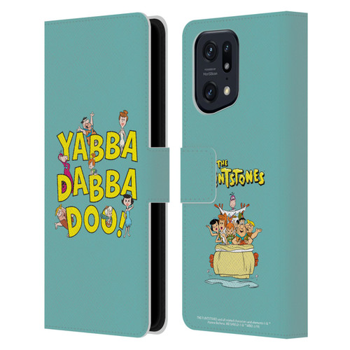 The Flintstones Graphics Yabba-Dabba-Doo Leather Book Wallet Case Cover For OPPO Find X5 Pro