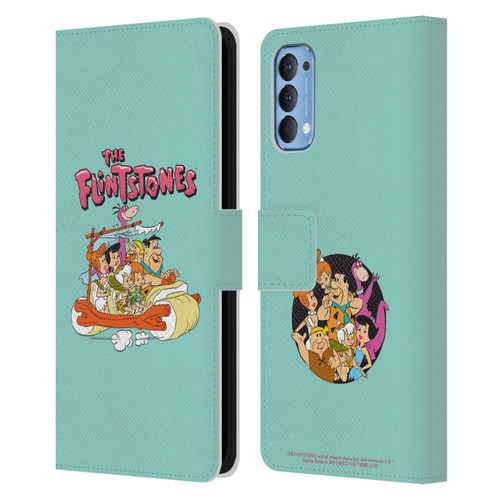 The Flintstones Graphics Family Leather Book Wallet Case Cover For OPPO Reno 4 5G