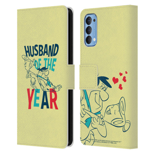 The Flintstones Graphics Husband Of The Year Leather Book Wallet Case Cover For OPPO Reno 4 5G