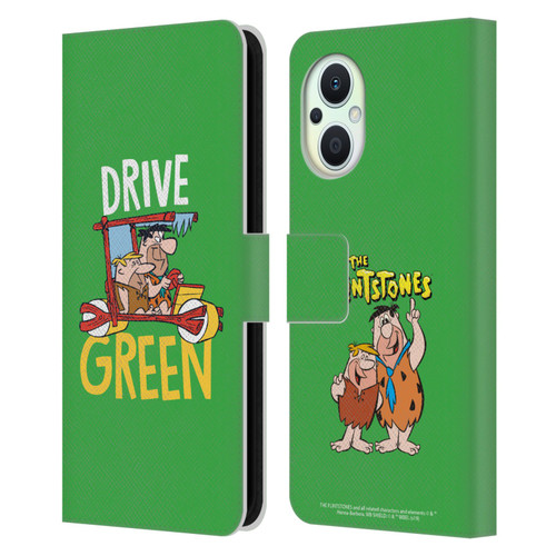 The Flintstones Graphics Drive Green Leather Book Wallet Case Cover For OPPO Reno8 Lite