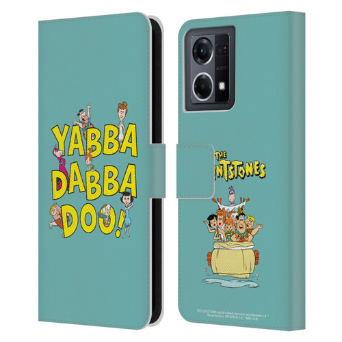 The Flintstones Graphics Yabba-Dabba-Doo Leather Book Wallet Case Cover For OPPO Reno8 4G
