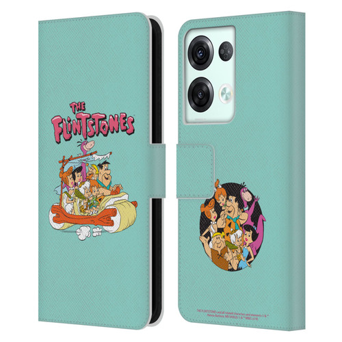 The Flintstones Graphics Family Leather Book Wallet Case Cover For OPPO Reno8 Pro