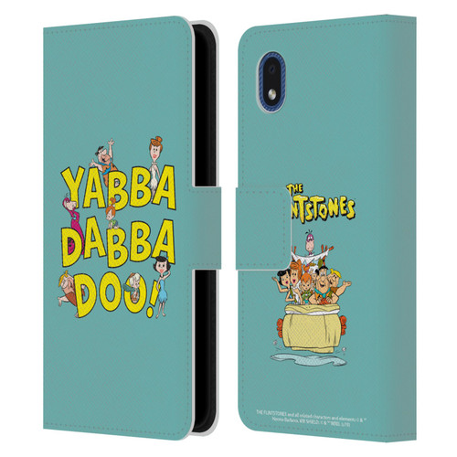 The Flintstones Graphics Yabba-Dabba-Doo Leather Book Wallet Case Cover For Samsung Galaxy A01 Core (2020)