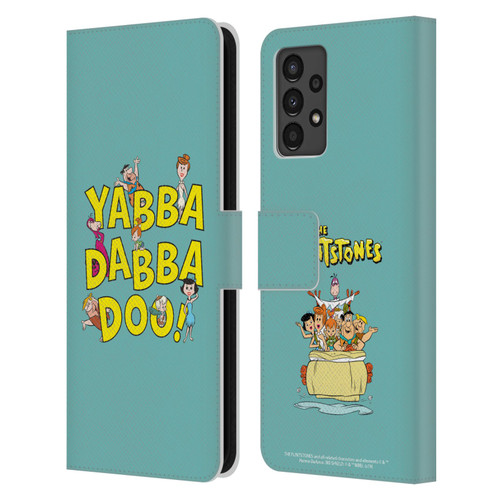 The Flintstones Graphics Yabba-Dabba-Doo Leather Book Wallet Case Cover For Samsung Galaxy A13 (2022)