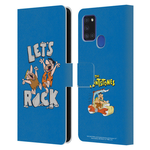 The Flintstones Graphics Fred And Barney Leather Book Wallet Case Cover For Samsung Galaxy A21s (2020)