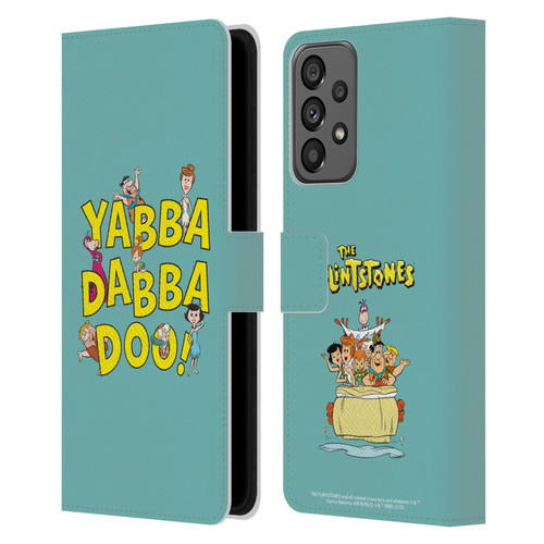 The Flintstones Graphics Yabba-Dabba-Doo Leather Book Wallet Case Cover For Samsung Galaxy A73 5G (2022)