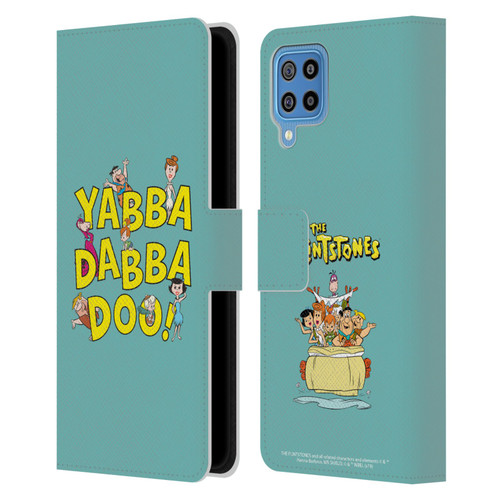 The Flintstones Graphics Yabba-Dabba-Doo Leather Book Wallet Case Cover For Samsung Galaxy F22 (2021)