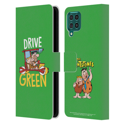 The Flintstones Graphics Drive Green Leather Book Wallet Case Cover For Samsung Galaxy F62 (2021)