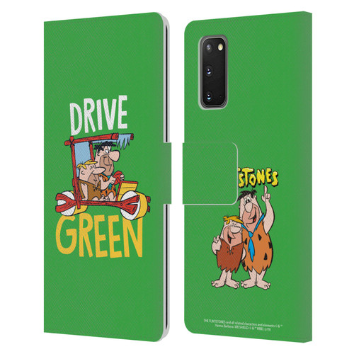The Flintstones Graphics Drive Green Leather Book Wallet Case Cover For Samsung Galaxy S20 / S20 5G