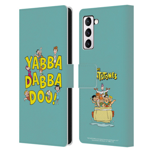 The Flintstones Graphics Yabba-Dabba-Doo Leather Book Wallet Case Cover For Samsung Galaxy S21+ 5G
