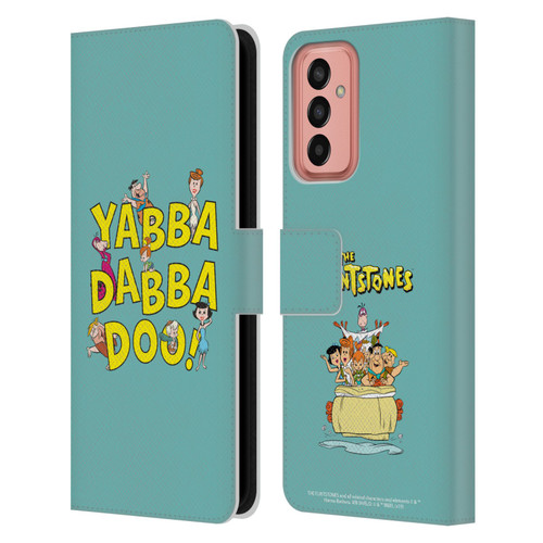 The Flintstones Graphics Yabba-Dabba-Doo Leather Book Wallet Case Cover For Samsung Galaxy M13 (2022)