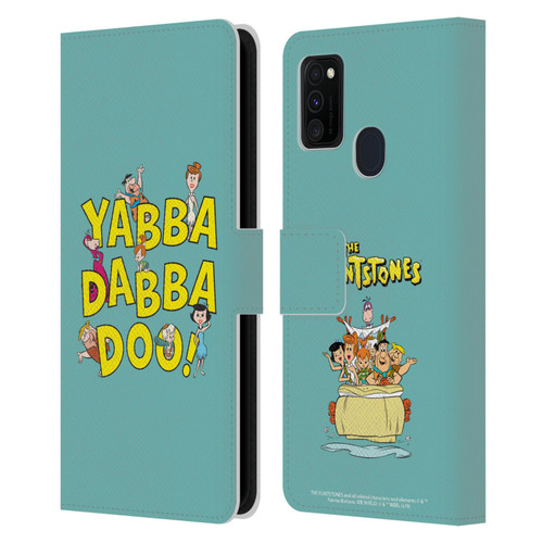The Flintstones Graphics Yabba-Dabba-Doo Leather Book Wallet Case Cover For Samsung Galaxy M30s (2019)/M21 (2020)