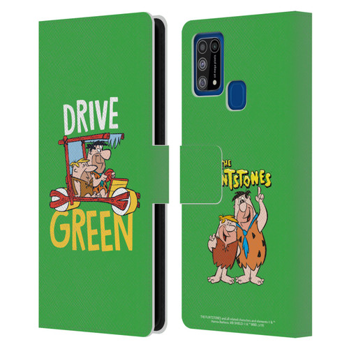 The Flintstones Graphics Drive Green Leather Book Wallet Case Cover For Samsung Galaxy M31 (2020)